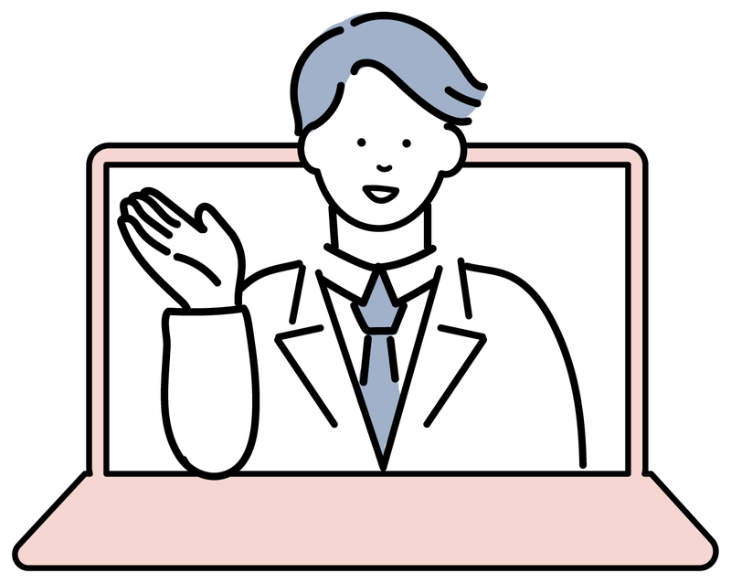 パソコンの画面越しに話す人